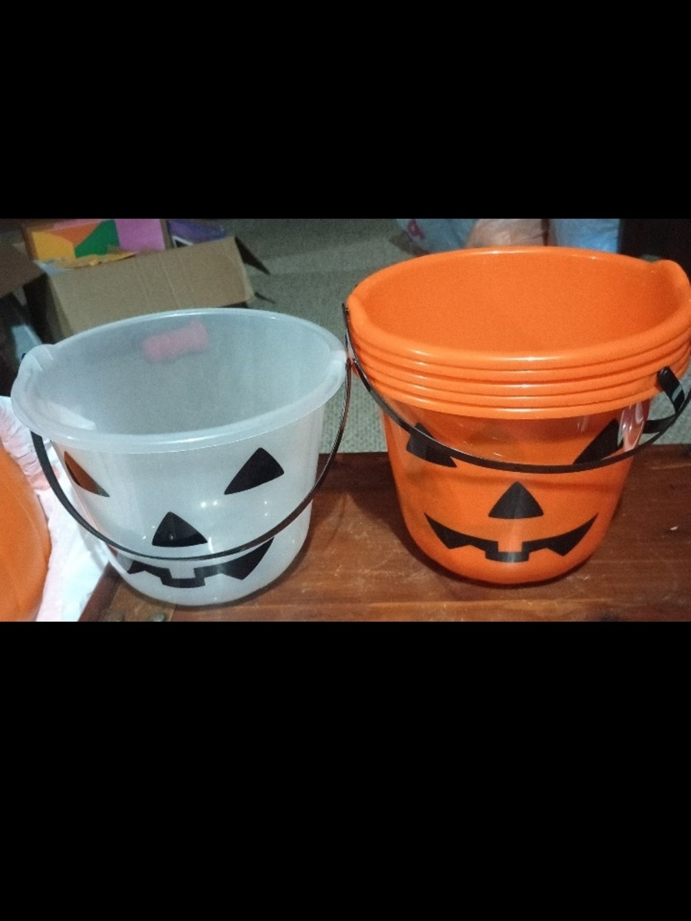 Halloween Jack-O'-Lantern Treat Buckets - Orange and Clear
